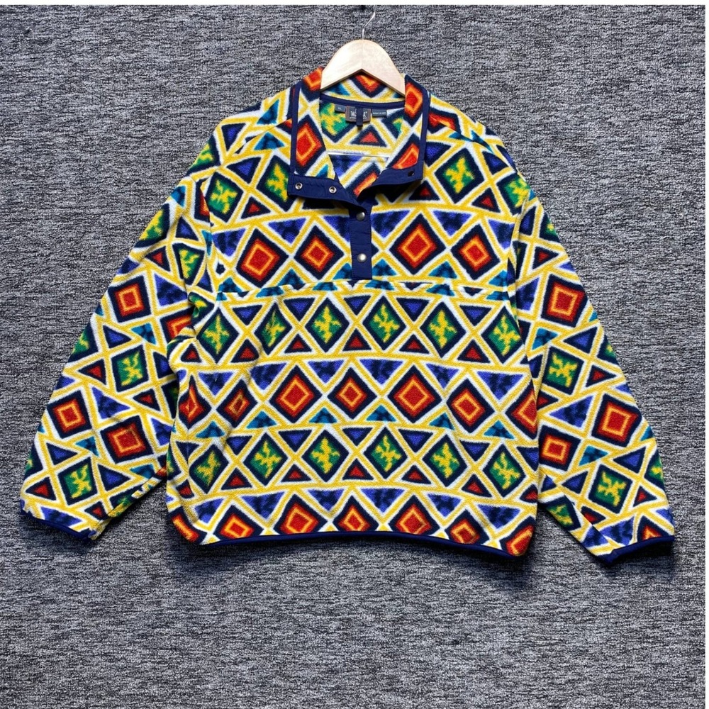 VTG 90s Woolrich Aztec Fleece Snap Pullover Womens XL Retro USA Made Jacket